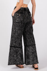 Thumbnail for SAGE + FIG Mineral Washed Terry Wide Leg Pants