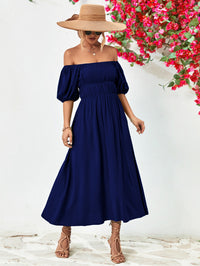 Thumbnail for Off-Shoulder Balloon Sleeve Midi Dress