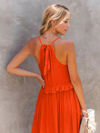 Thumbnail for Ruffled Sleeveless Tiered Maxi Dress with Pockets