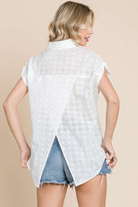 Thumbnail for Culture Code Eyelet Crisscross Back Button Up Shirt