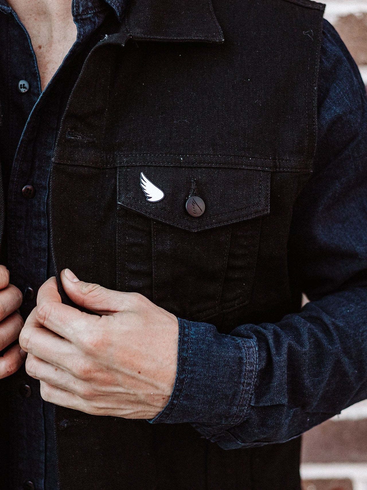 Moto Denim Vest - Black