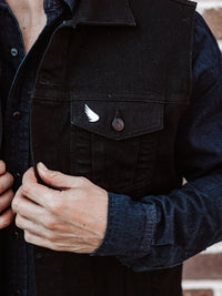 Thumbnail for Moto Denim Vest - Black