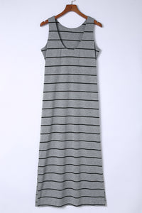 Thumbnail for Striped Slit Sleeveless Maxi Dress