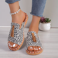 Thumbnail for Fringe Leopard Open Toe Sandals