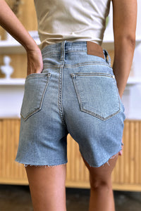 Thumbnail for Judy Blue Full Size High Waist Raw Hem Denim Shorts