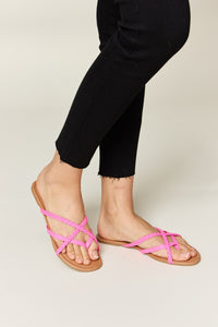 Thumbnail for WILD DIVA Crisscross PU Leather Open Toe Sandals