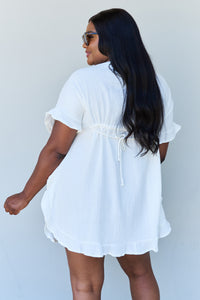 Thumbnail for Ninexis Out Of Time Full Size Ruffle Hem Dress with Drawstring Waistband in White