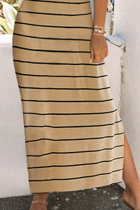 Thumbnail for Striped Slit Sleeveless Maxi Dress