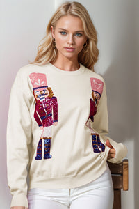 Thumbnail for Double Take Full Size Nutcracker Sequin Long Sleeve Sweater