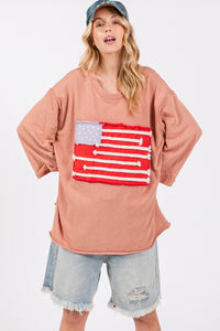 Thumbnail for SAGE + FIG Full Size American Flag Patch Drop Shoulder T-Shirt