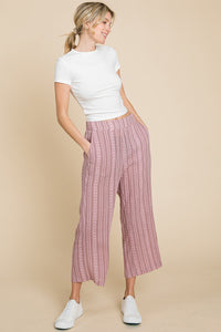 Thumbnail for Cotton Bleu by Nu Lab Striped Elastic Waist Wide Leg Pants