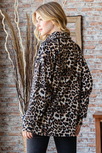 Thumbnail for Heimish Full Size Leopard Johnny Collar Long Sleeve Top