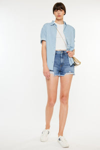 Thumbnail for Kancan Distressed Raw Hem High Waist Denim Shorts