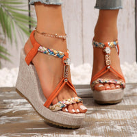 Thumbnail for Braided Strap Wedge Sandals