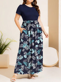 Thumbnail for Plus Size Printed Round Neck Short Sleeve Maxi Dress