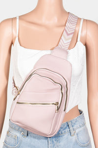 Thumbnail for Fame PU Leather Chevron Strap Crossbody Bag