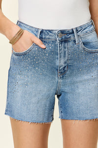 Thumbnail for Judy Blue Full Size High Waist Rhinestone Decor Denim Shorts