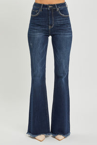 Thumbnail for RISEN High Waist Raw Hem Flare Jeans