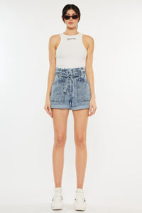 Thumbnail for Kancan Ultra High Rise Paperbag Denim Shorts