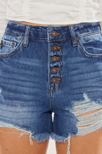 Thumbnail for Kancan Distressed Button-Fly High Waist Denim Shorts