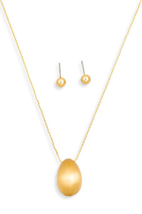 Thumbnail for Ball Shape Earrings Oval Dome Pendant Gold Necklace Set