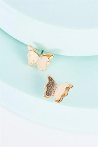 Thumbnail for Gold Double-Wing Butterfly Small Stud Earrings