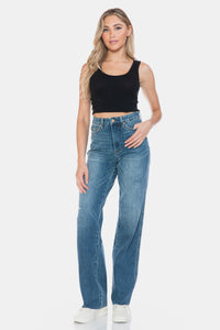 Thumbnail for Judy Blue Full Size Tummy Control Cut Raw Hem Straight Jeans