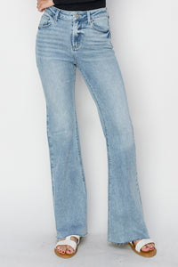 Thumbnail for RISEN Full Size High Rise Raw Cut Hem Bootcut Jeans