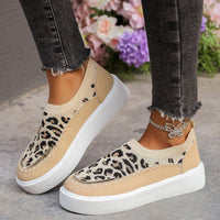 Thumbnail for Leopard Round Toe Platform Sneakers