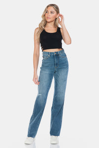 Thumbnail for Judy Blue Full Size Tummy Control Cut Raw Hem Straight Jeans