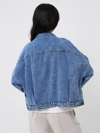 Thumbnail for Pocketed Button Up Long Sleeve Denim Top