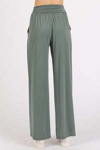 Thumbnail for Mittoshop Stretch Banded Waist Wide Leg Pants with Pockets