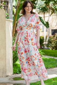 Thumbnail for Floral Deep V Slit Maxi Dress