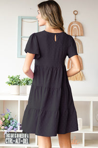 Thumbnail for Heimish Swiss Dot Short Sleeve Tiered Dress