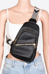 Thumbnail for Fame PU Leather Chevron Strap Crossbody Bag