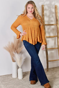 Thumbnail for Hailey & Co Full Size V-Neck Flounce Sleeve Blouse