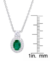 Thumbnail for Simulated Emerald Oval Halo 3 Piece, Pendant, Earrings and Ring, Set in Silver Plate