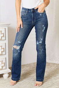 Thumbnail for Judy Blue Full Size Mid Rise Hand Sand & Destroy Bootcut Jeans