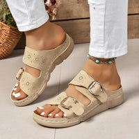 Thumbnail for PU Leather Open Toe Buckle Sandals