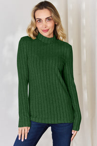 Thumbnail for Basic Bae Full Size Ribbed Mock Neck Long Sleeve T-Shirt