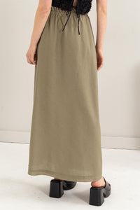 Thumbnail for HYFVE Drawstring Washed Linen Maxi Skirt