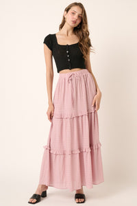 Thumbnail for Mittoshop Drawstring High Waist Frill Skirt