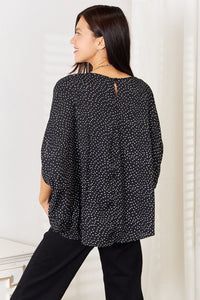 Thumbnail for Perfee Printed Dolman Sleeve Round Neck Blouse