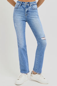 Thumbnail for RISEN Full Size Distressed High-Rise Ankle Straight Jeans