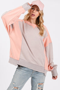 Thumbnail for SAGE + FIG Color Block Round Neck Sweatshirt