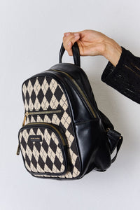 Thumbnail for David Jones Argyle Pattern PU Leather Backpack