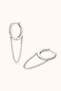 Thumbnail for Moissanite 925 Sterling Silver Huggie Earrings with Chain