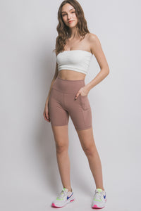 Thumbnail for Love Tree High Waist Seam Detail Active Shorts