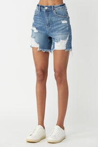 Thumbnail for RISEN High Waisted Distressed Denim Shorts