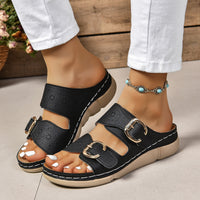 Thumbnail for PU Leather Open Toe Buckle Sandals